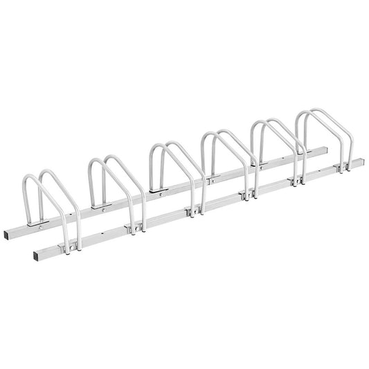 Bicycle stand for 6 bikes, multiple stand, steel floor stand, stand, silver