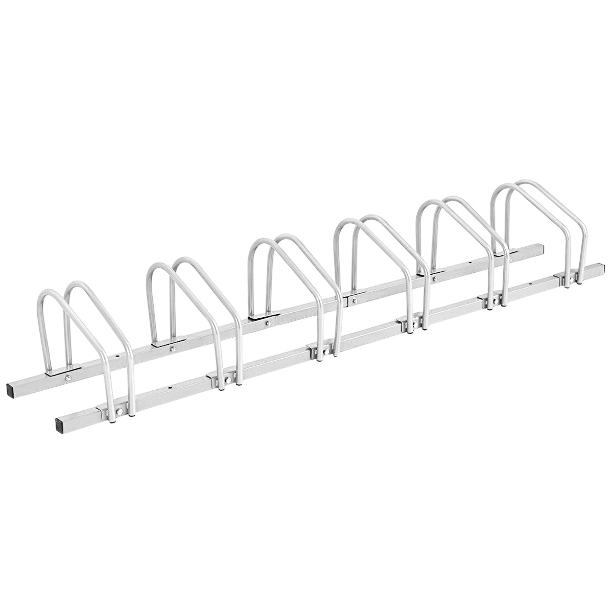 Bicycle stand for 6 bikes, multiple stand, steel floor stand, stand, silver