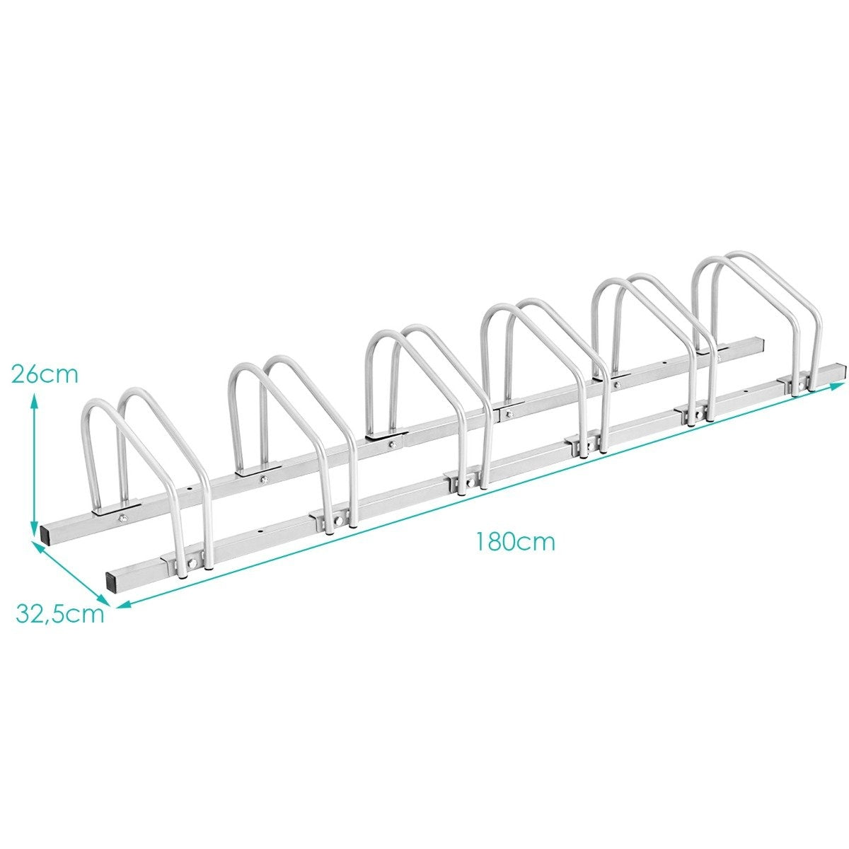 Bicycle stand for 6 bikes, multiple stand, steel floor stand, stand, silver