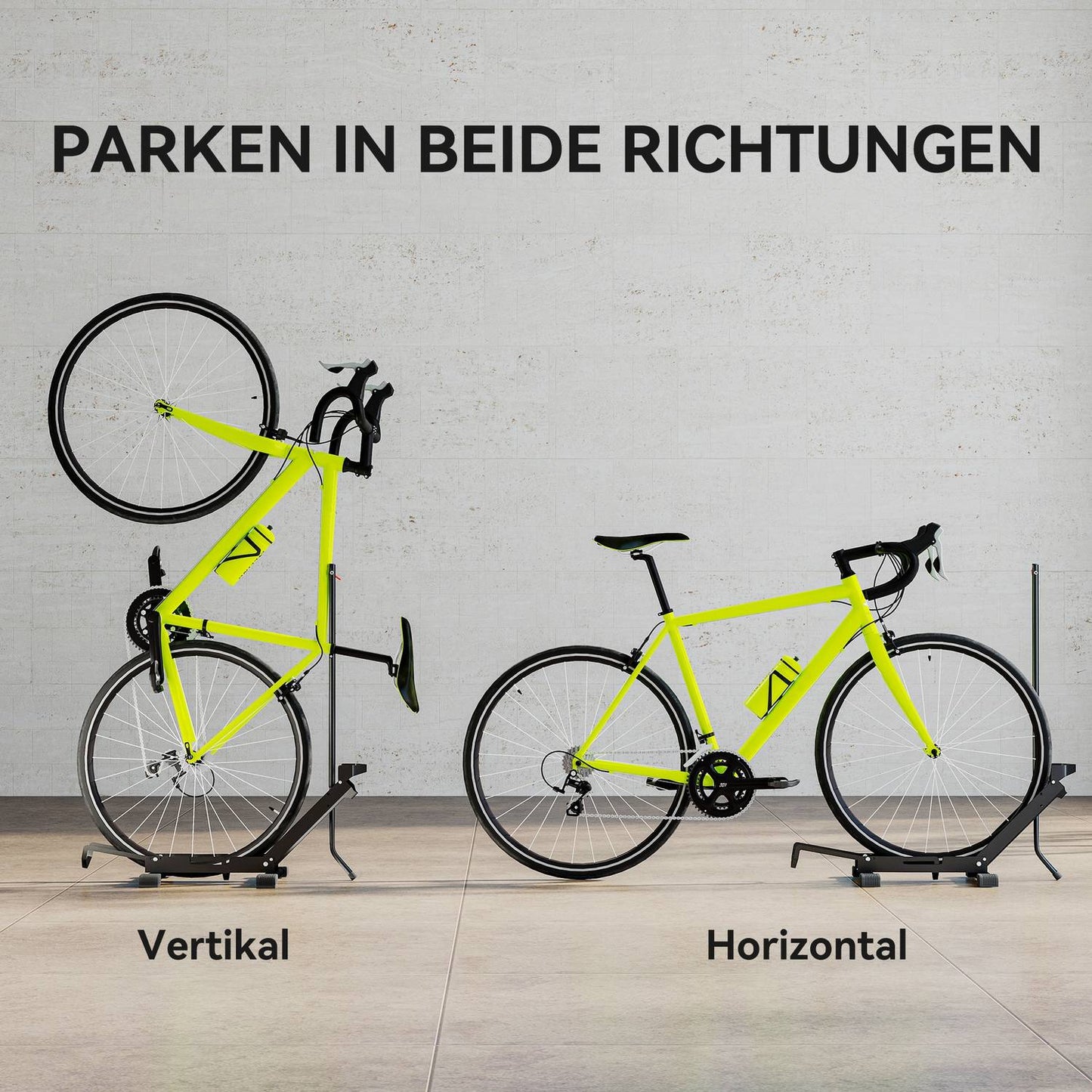 Bicycle stand for bicycles steel bicycle holder with 80 mm tire width 75 x 41 x 81H cm black