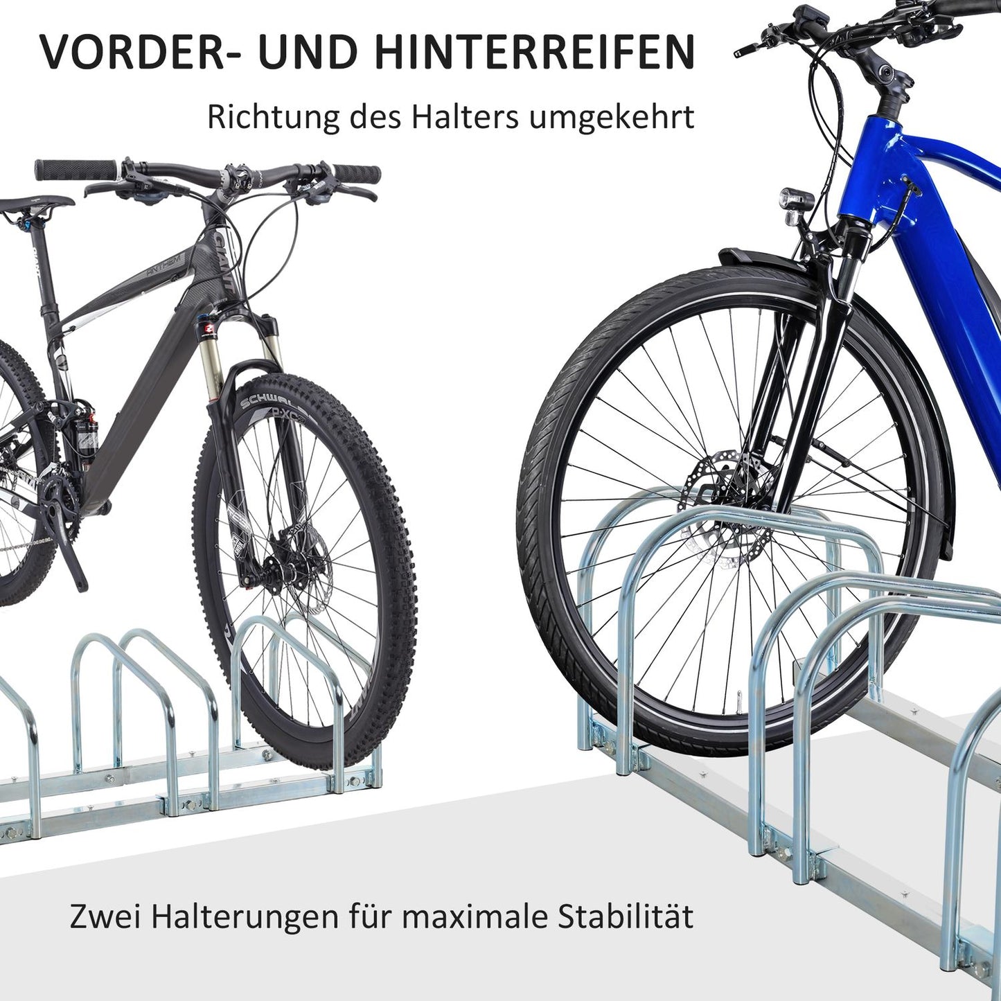 Weatherproof bike rack for 4 bikes, floor/wall mount
