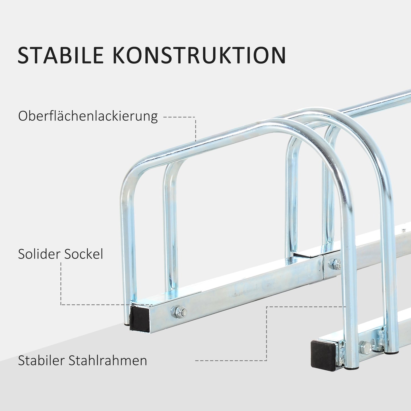 Weatherproof bike rack for 4 bikes, floor/wall mount