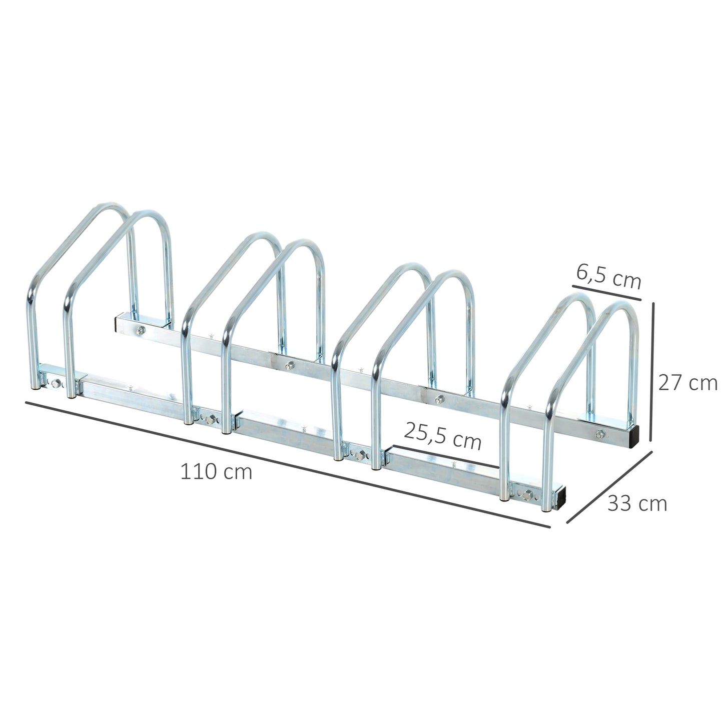 Weatherproof bike rack for 4 bikes, floor/wall mount