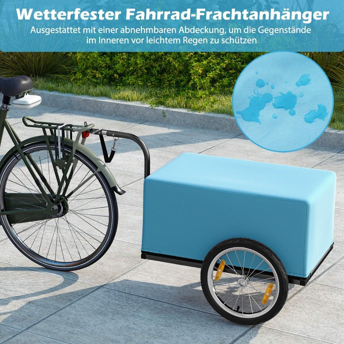 Bicycle trailer cargo trailer foldable with cover & coupler & reflectors 145.5 x 61 x 58 cm
