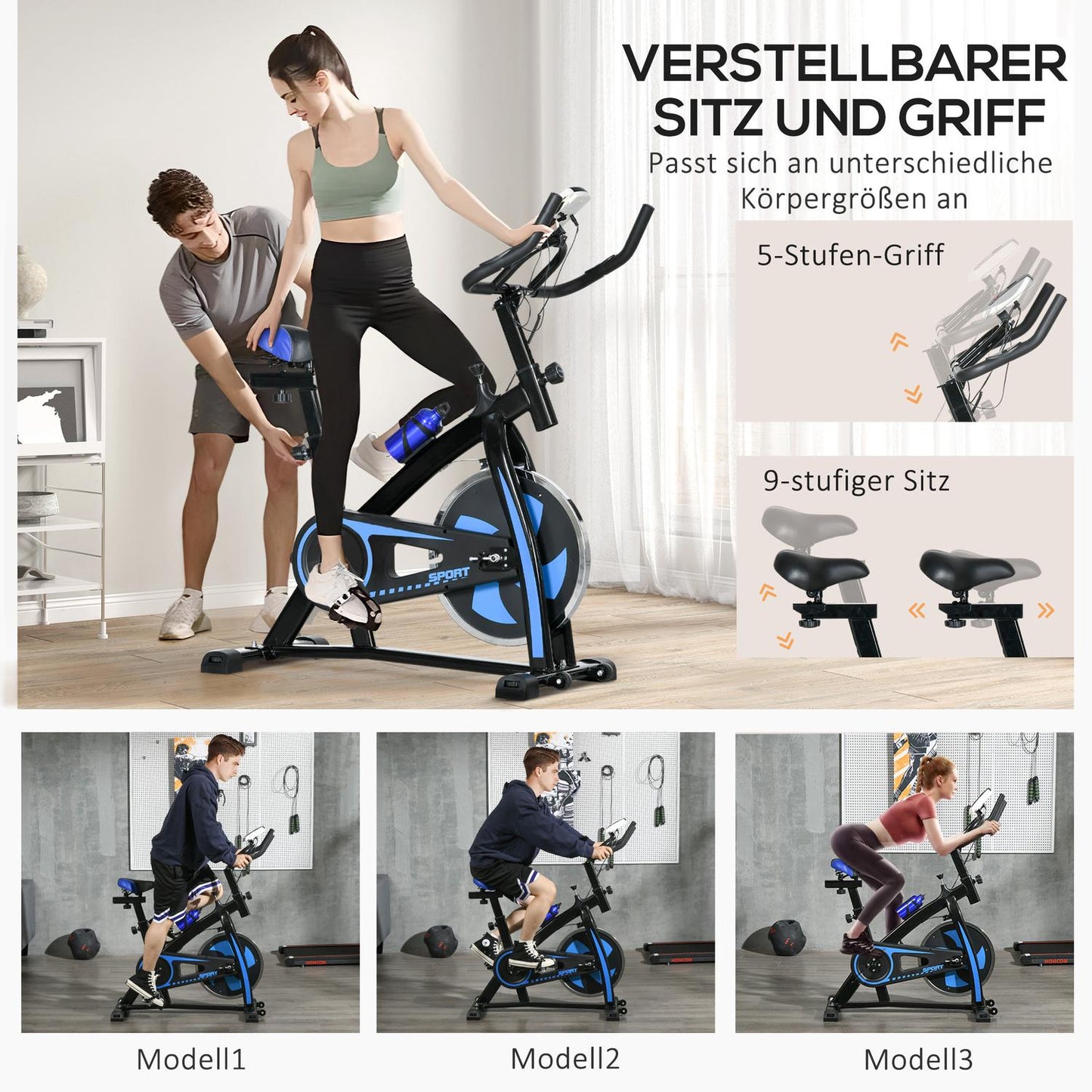 Exercise bike trainer with LCD screen and adjustable seat