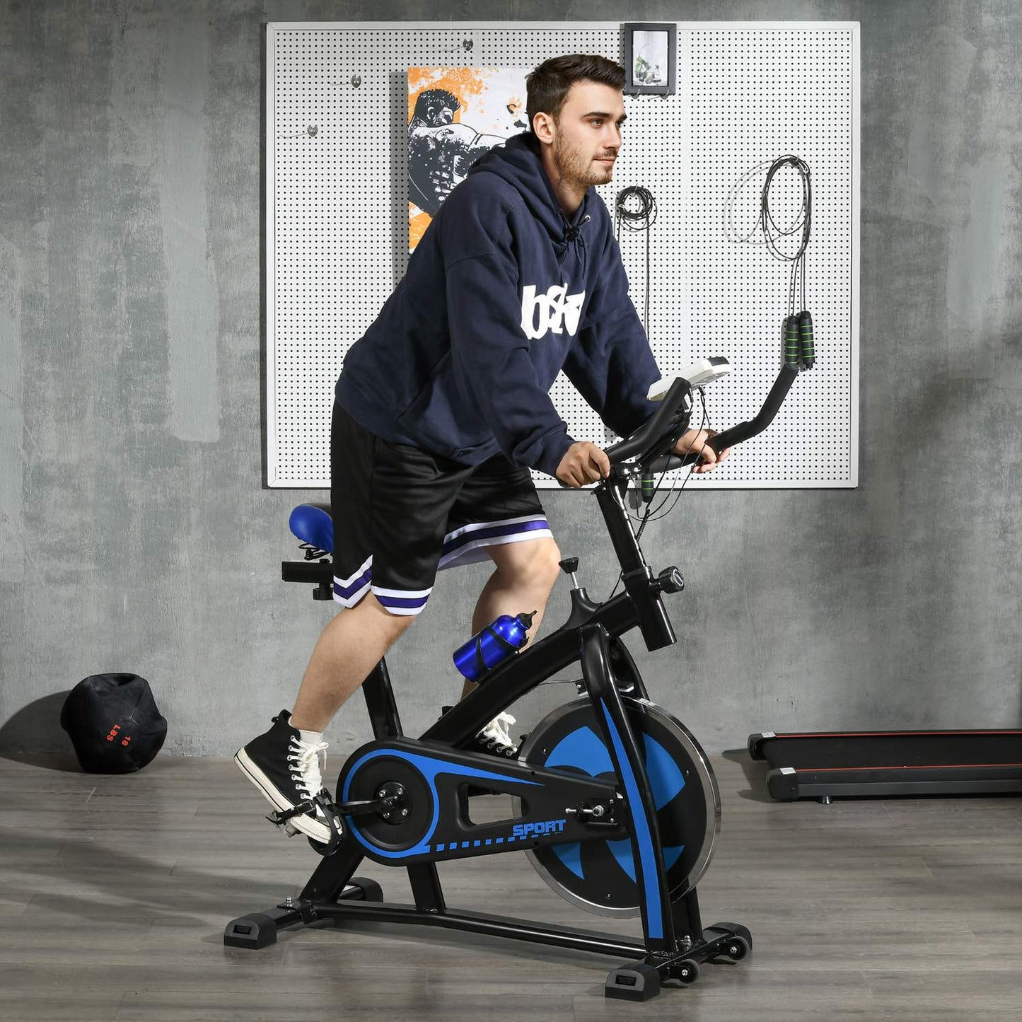 Exercise bike trainer with LCD screen and adjustable seat