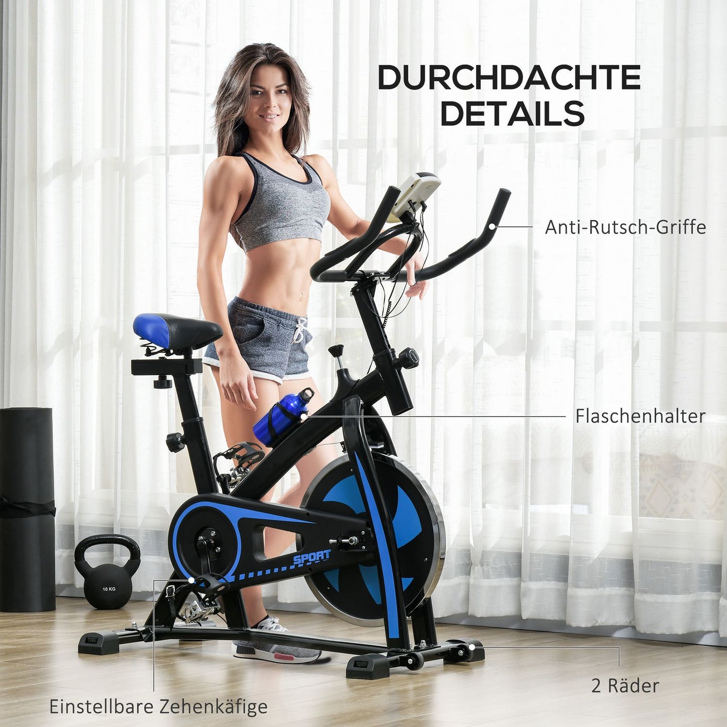 Exercise bike trainer with LCD screen and adjustable seat