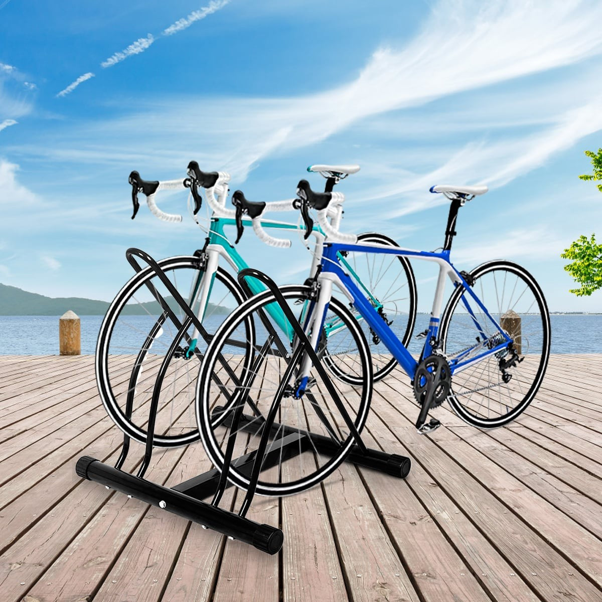 Bike Rack for 2 – Indoor/Outdoor, Steel, Black