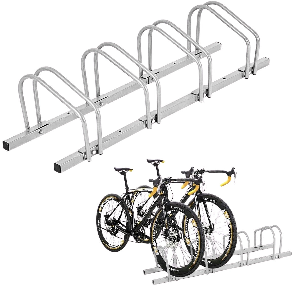 Bike Rack for 4 Bikes – Steel, Weatherproof, Floor Mount