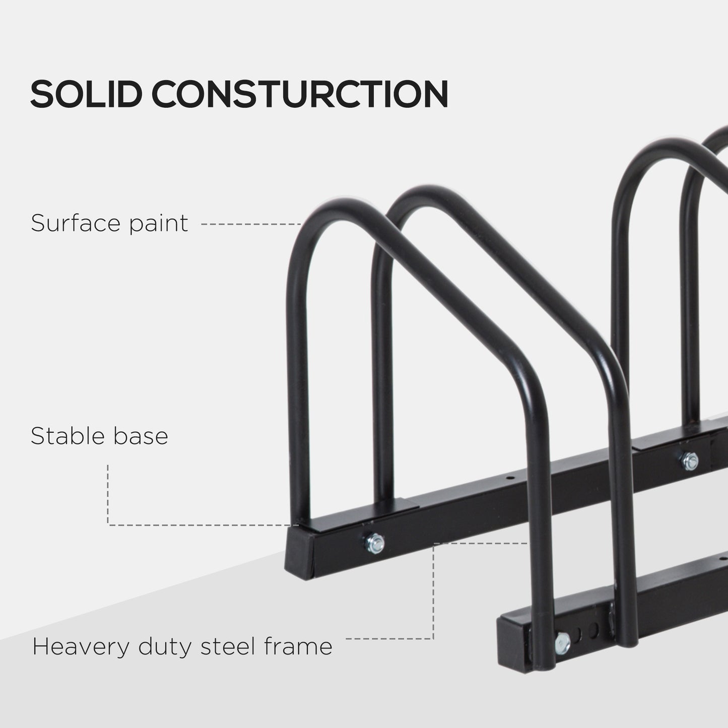 Weather-resistant bicycle rack in steel for 5, floor and wall mount