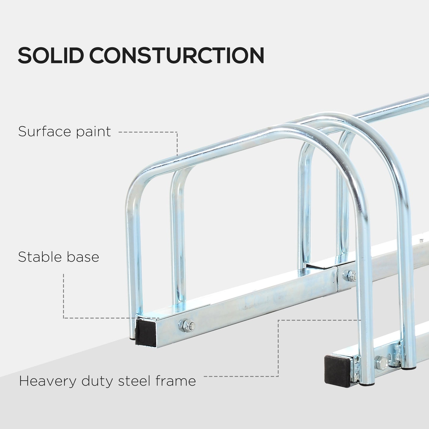 Steel bike rack for 6 - Wall/floor mount, weatherproof