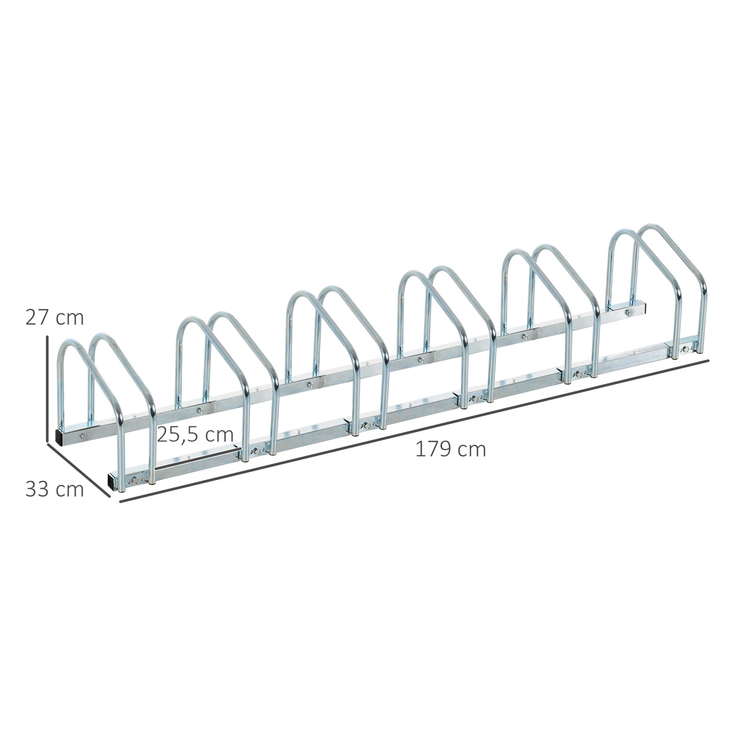Steel bike rack for 6 - Wall/floor mount, weatherproof