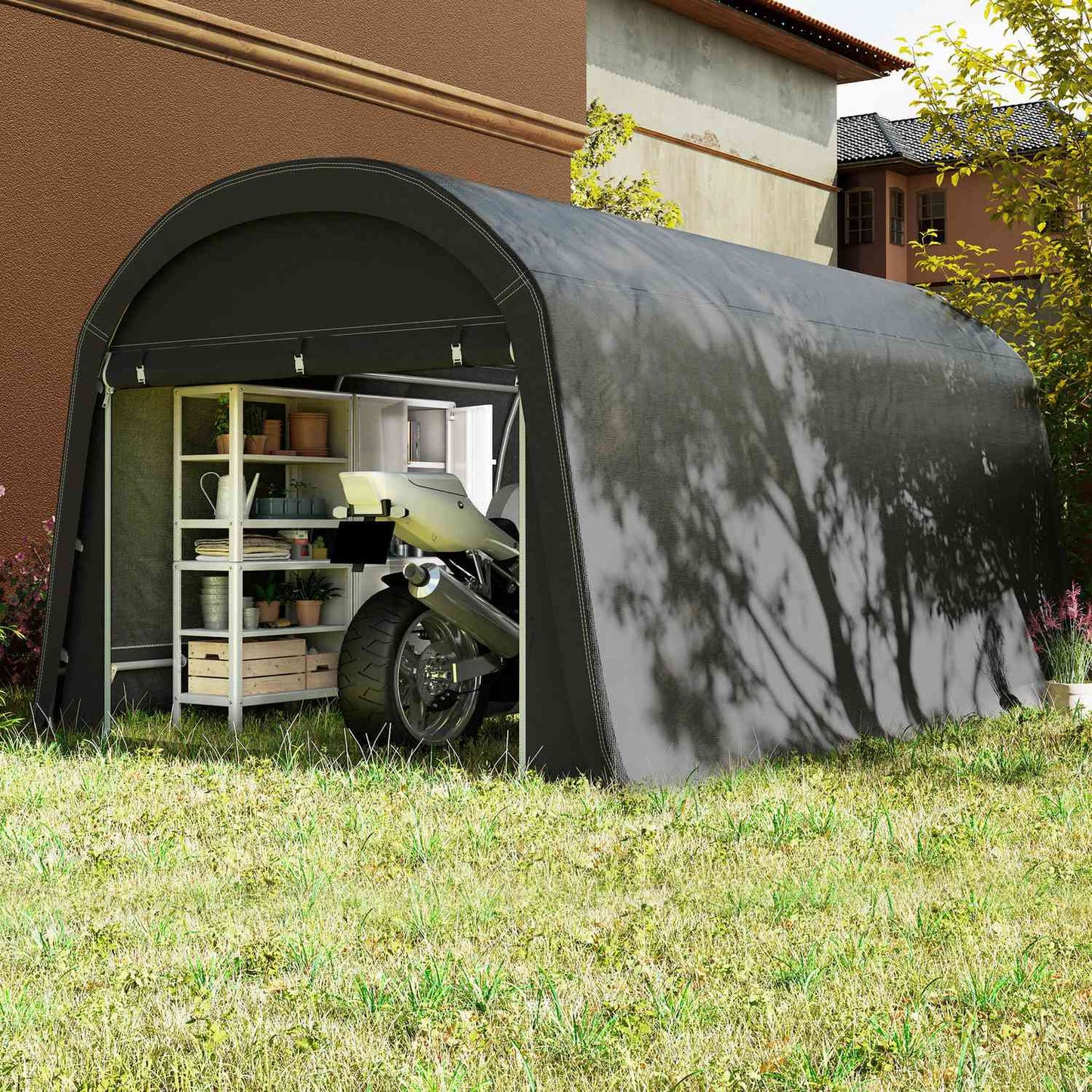 Waterproof outdoor bicycle storage tent with door 300x450x230cm