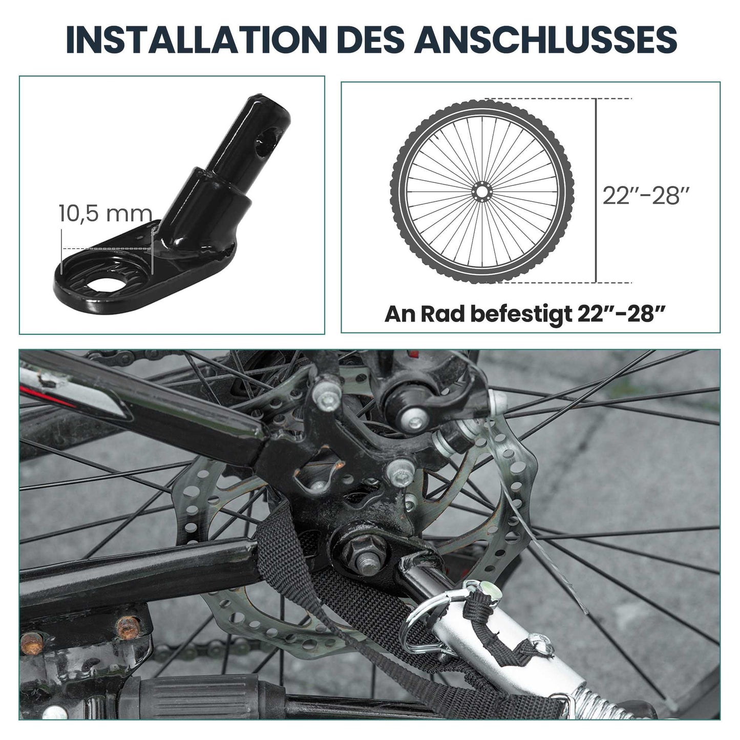 Bike Trailer with 170L Cargo Box, Fits 22"-28" Wheels