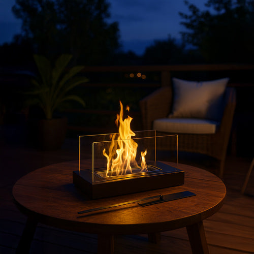 Bioethanol Fireplace, 35x18x17 cm, Smokeless, Glass Walls