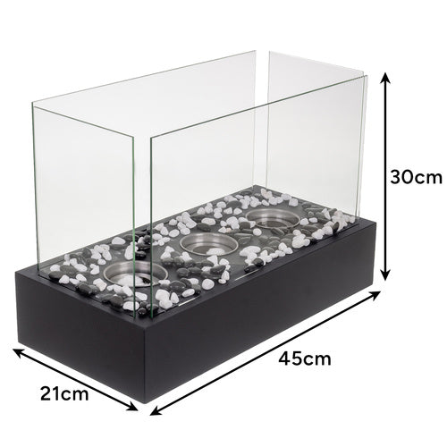 Bioethanol Freestanding Biofireplace, 45x30x21 cm, Glass Walls