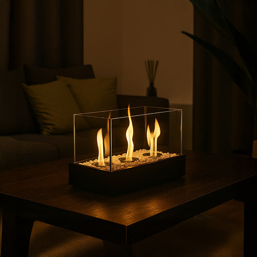 Bioethanol Freestanding Biofireplace, 45x30x21 cm, Glass Walls