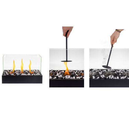 Bioethanol Freestanding Biofireplace, 45x30x21 cm, Glass Walls