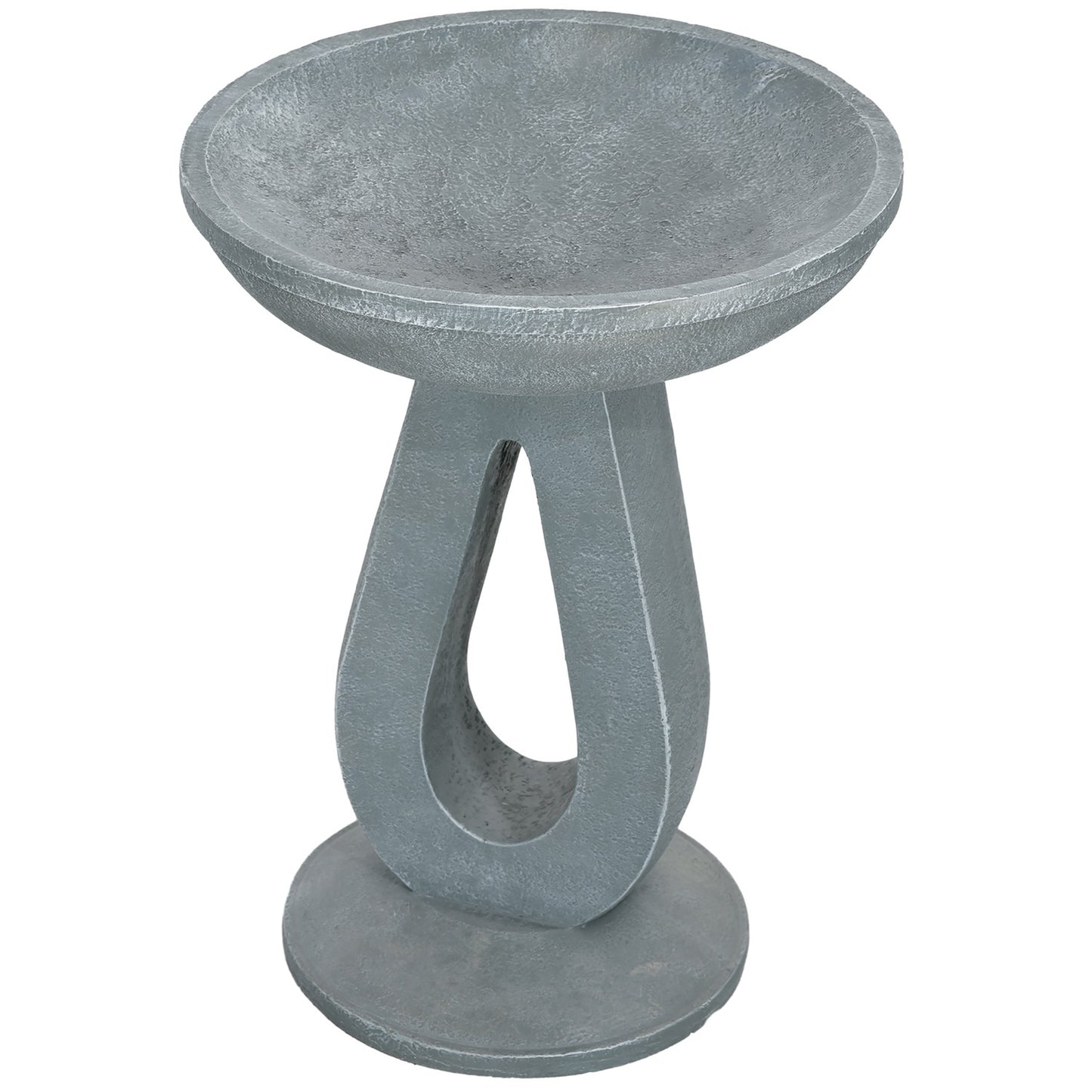 Bird bath & feeder, stone look, grey, 51 cm for garden