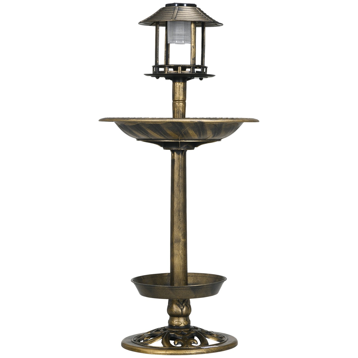 Solar Bird Bath Feeder - 110 cm height, bronze finish