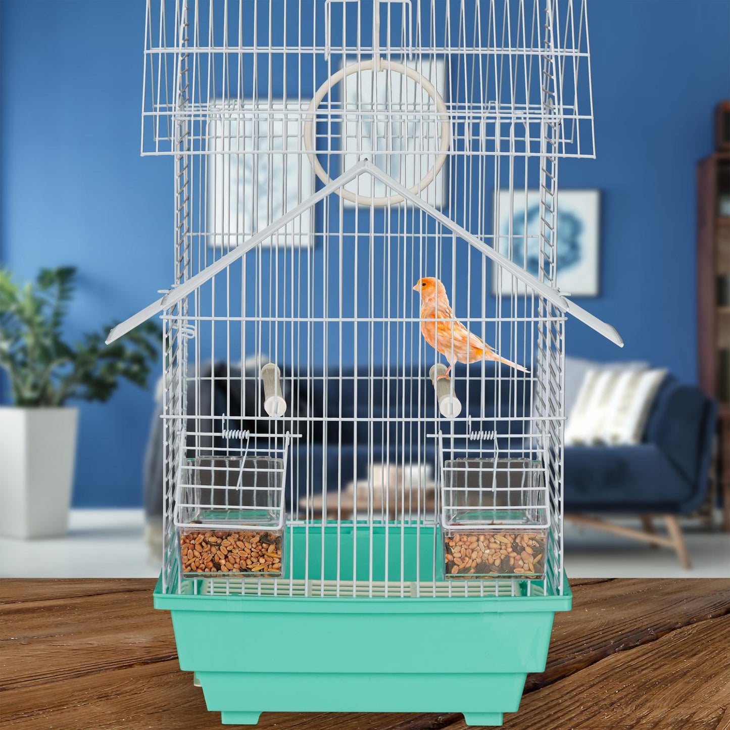 Birdcage with pointed roof