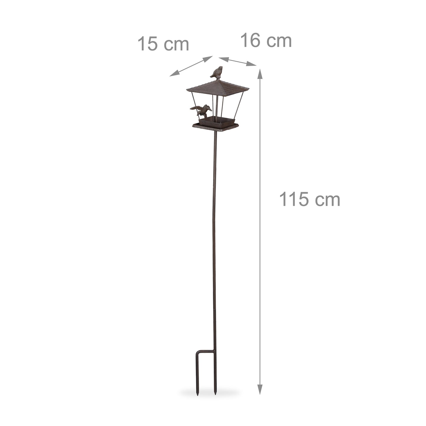 Bird Feeder with Ground Spike, Cast Iron, Open Design