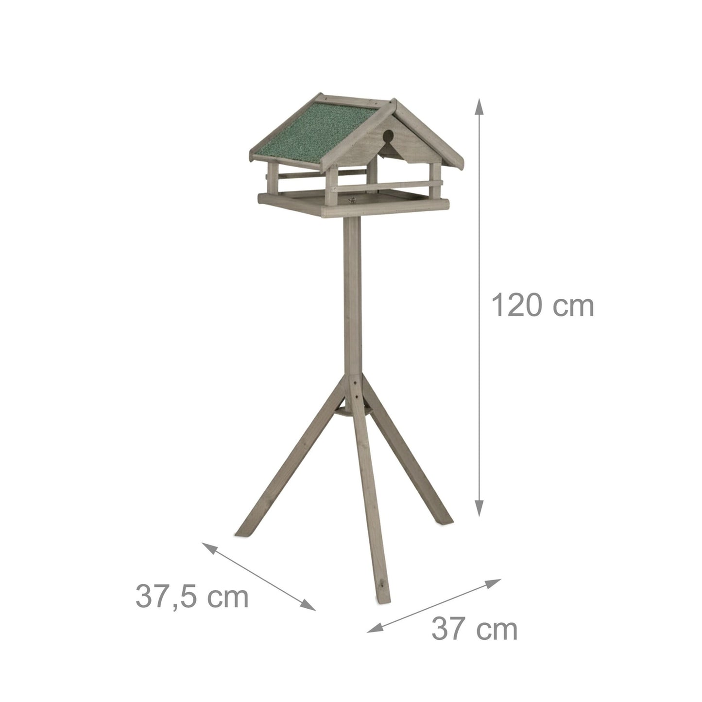Bird Feeder with Pole – Spruce Wood, Weatherproof Roof