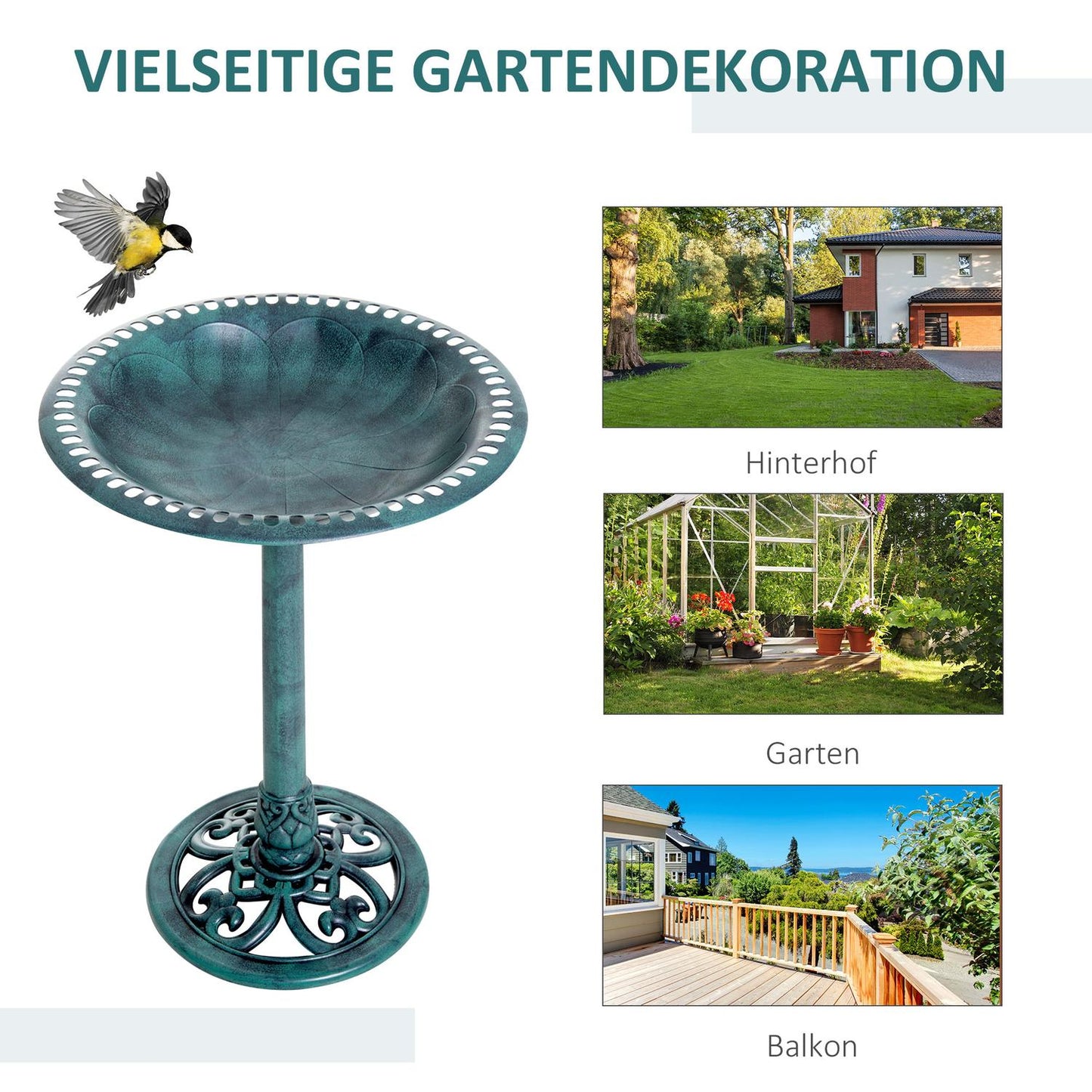 Bird bath with stand - 69.5 cm, Garden & Balcony Use