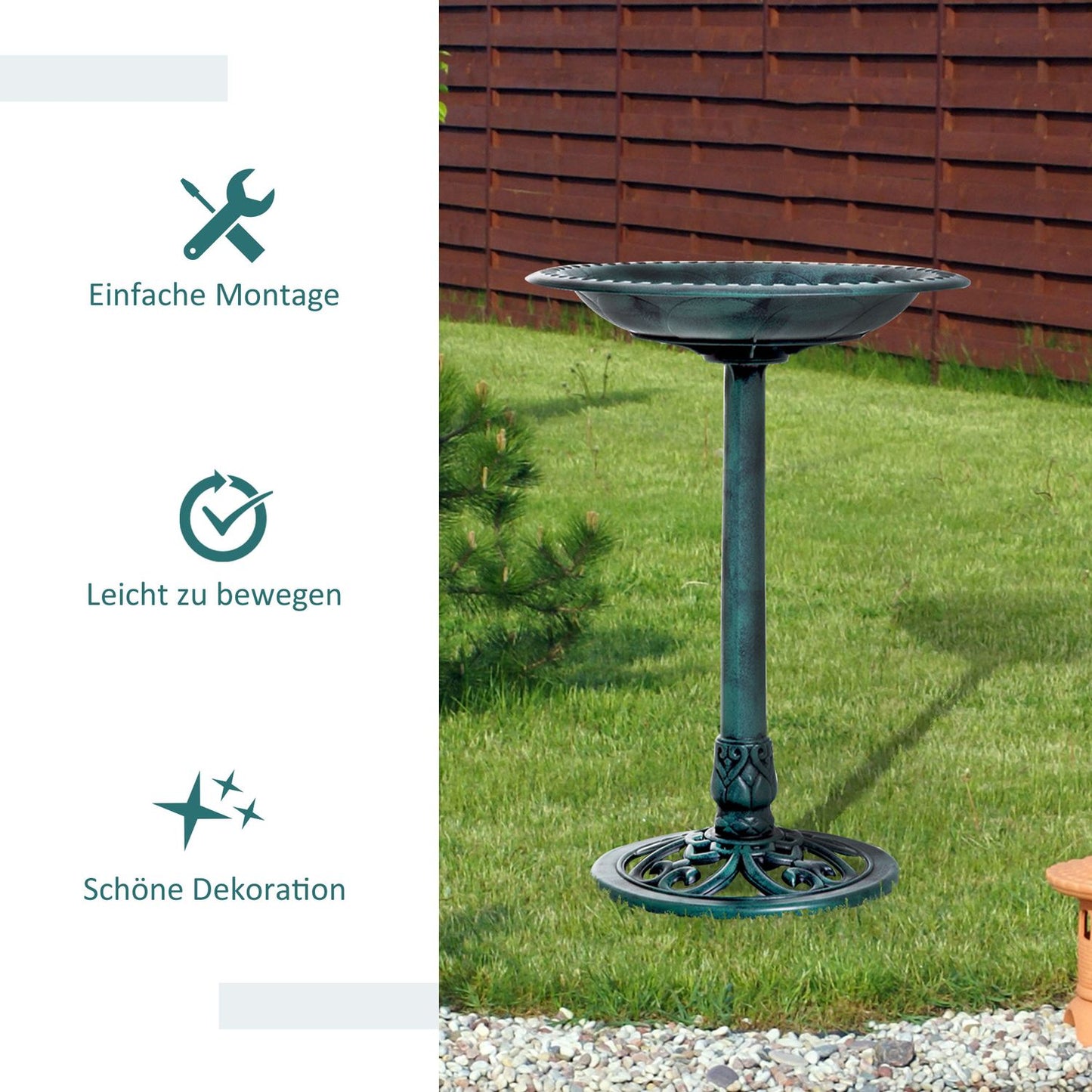 Bird bath with stand - 69.5 cm, Garden & Balcony Use