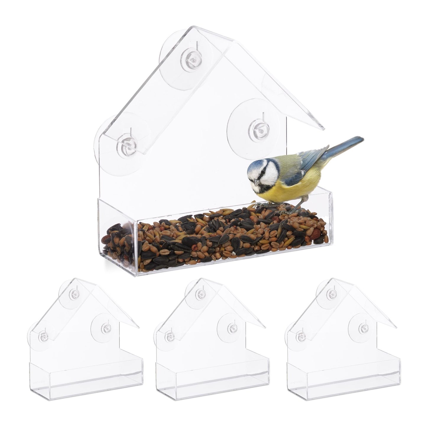 Bird feeder for windows, set of 4