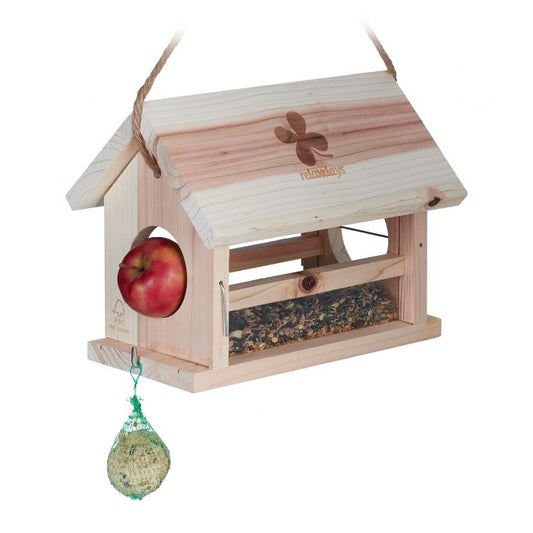 Bird feeder in natural wood