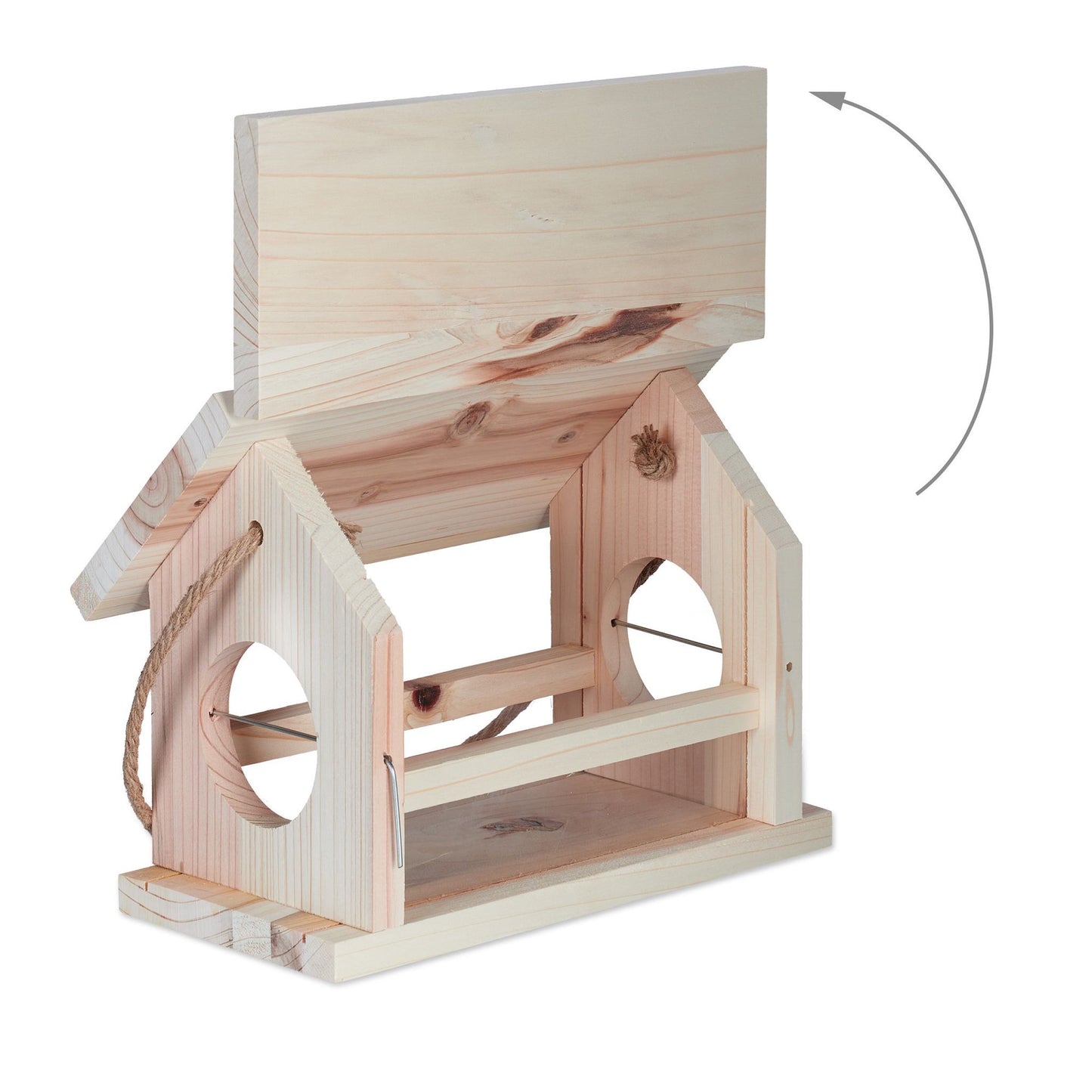 Bird feeder in natural wood