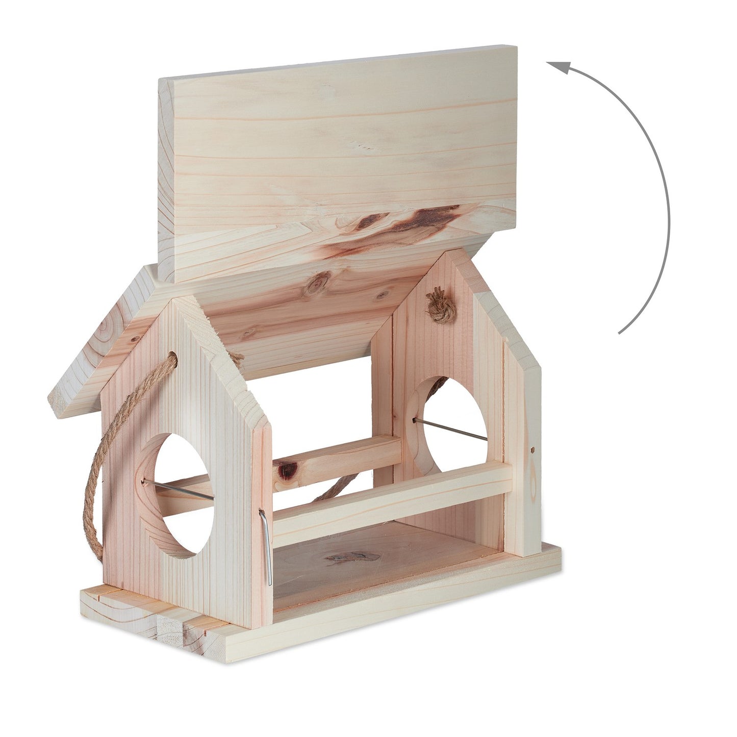 Bird feeder in natural wood