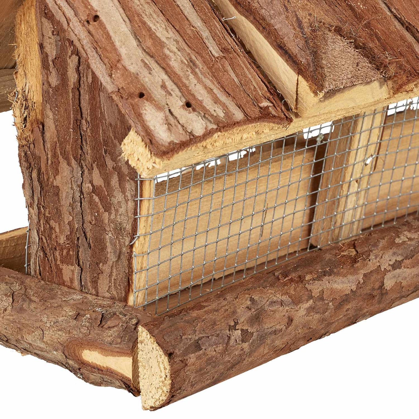 Bird feeder with bark