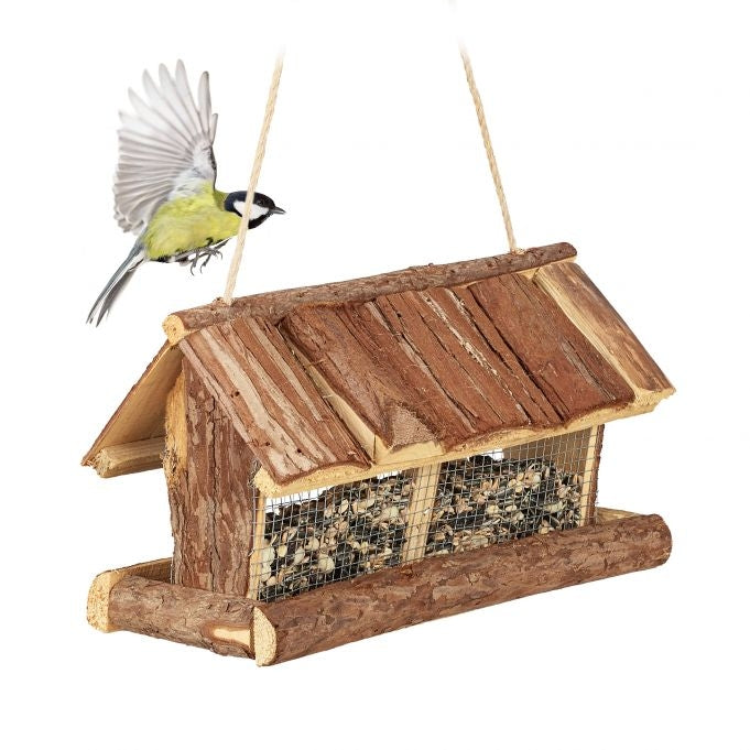Bird feeder with bark