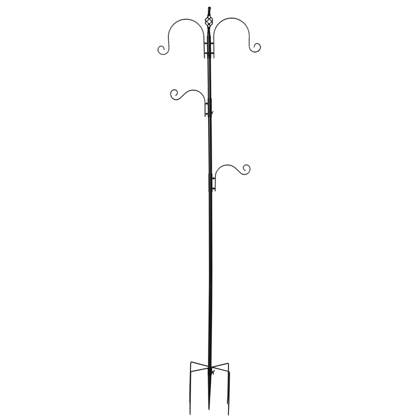 Black bird feeder, 4 hooks, 54.5 x 208 cm