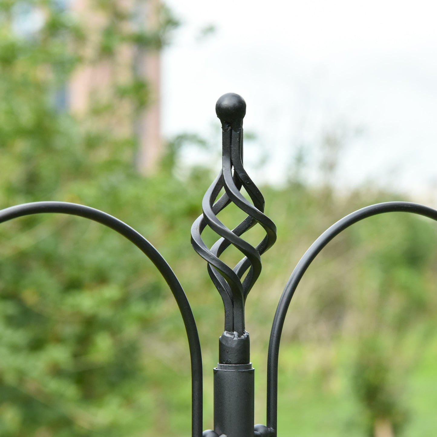 Black bird feeder, 4 hooks, 54.5 x 208 cm