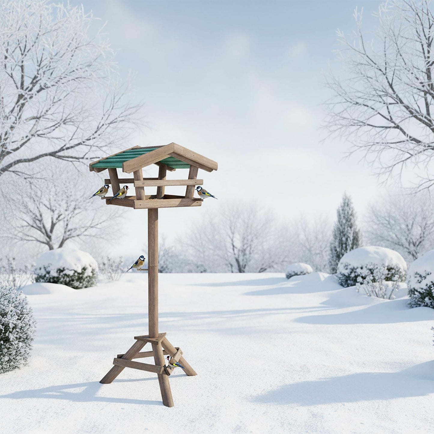 Birdhouse with Stand – Wooden, Weather-Proof Roof