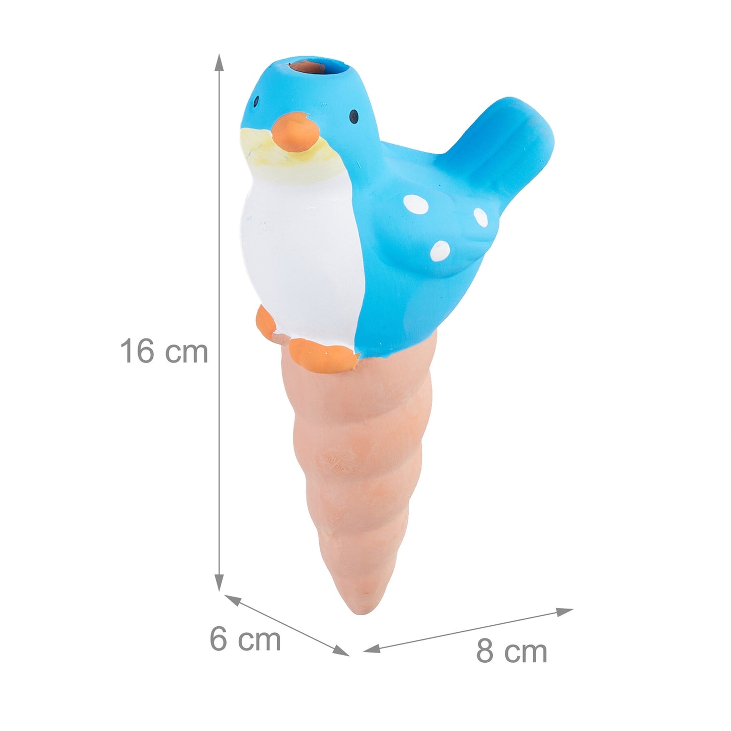 Bird with cone made of clay, set of 4
