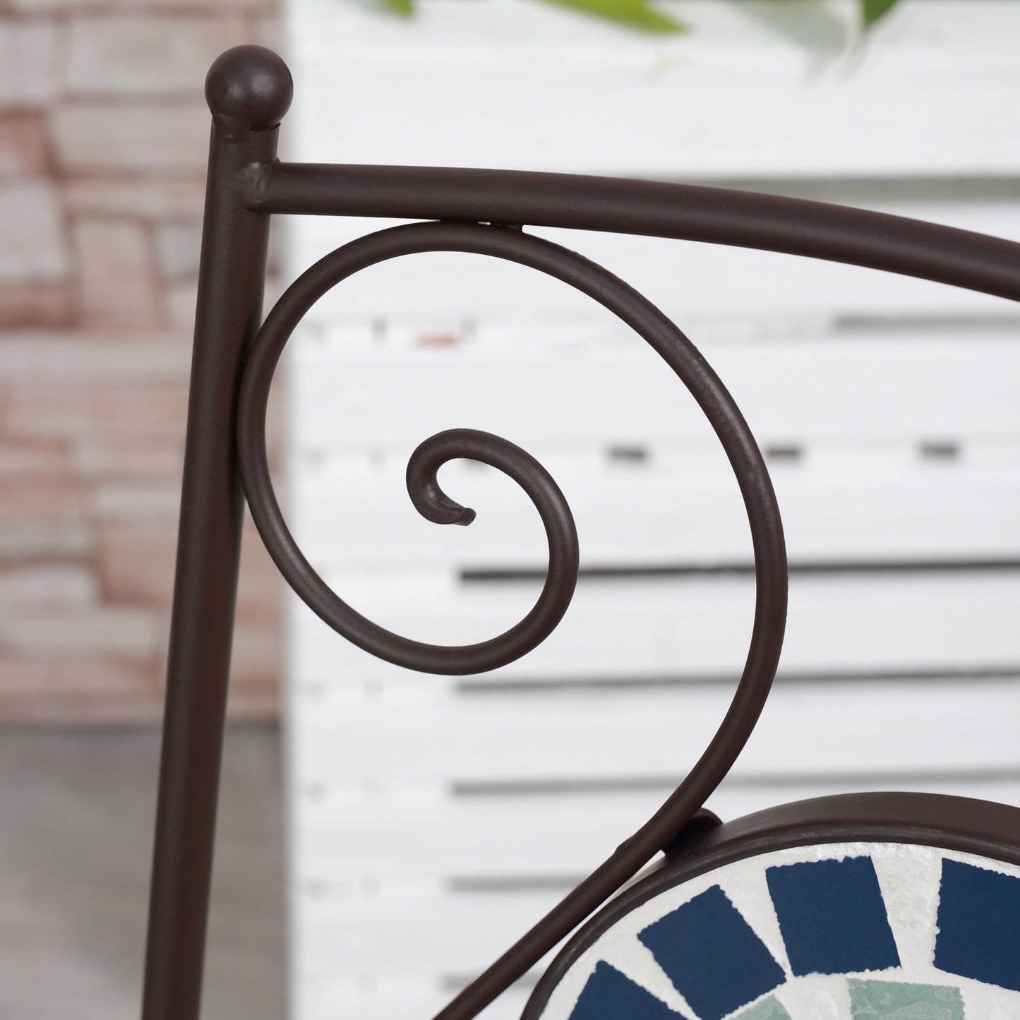 Bistro table set for 2, mosaic stone, weatherproof