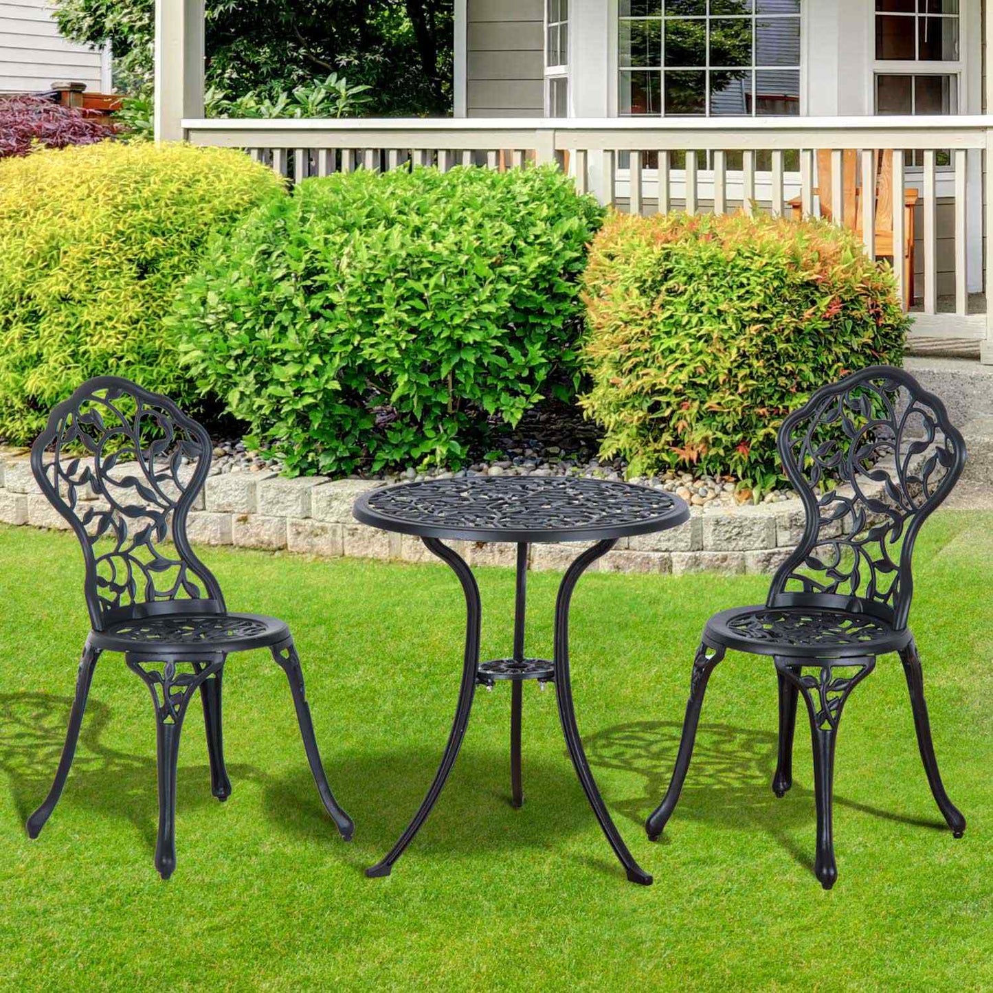 Black bistro set - 2-person balcony table and chairs