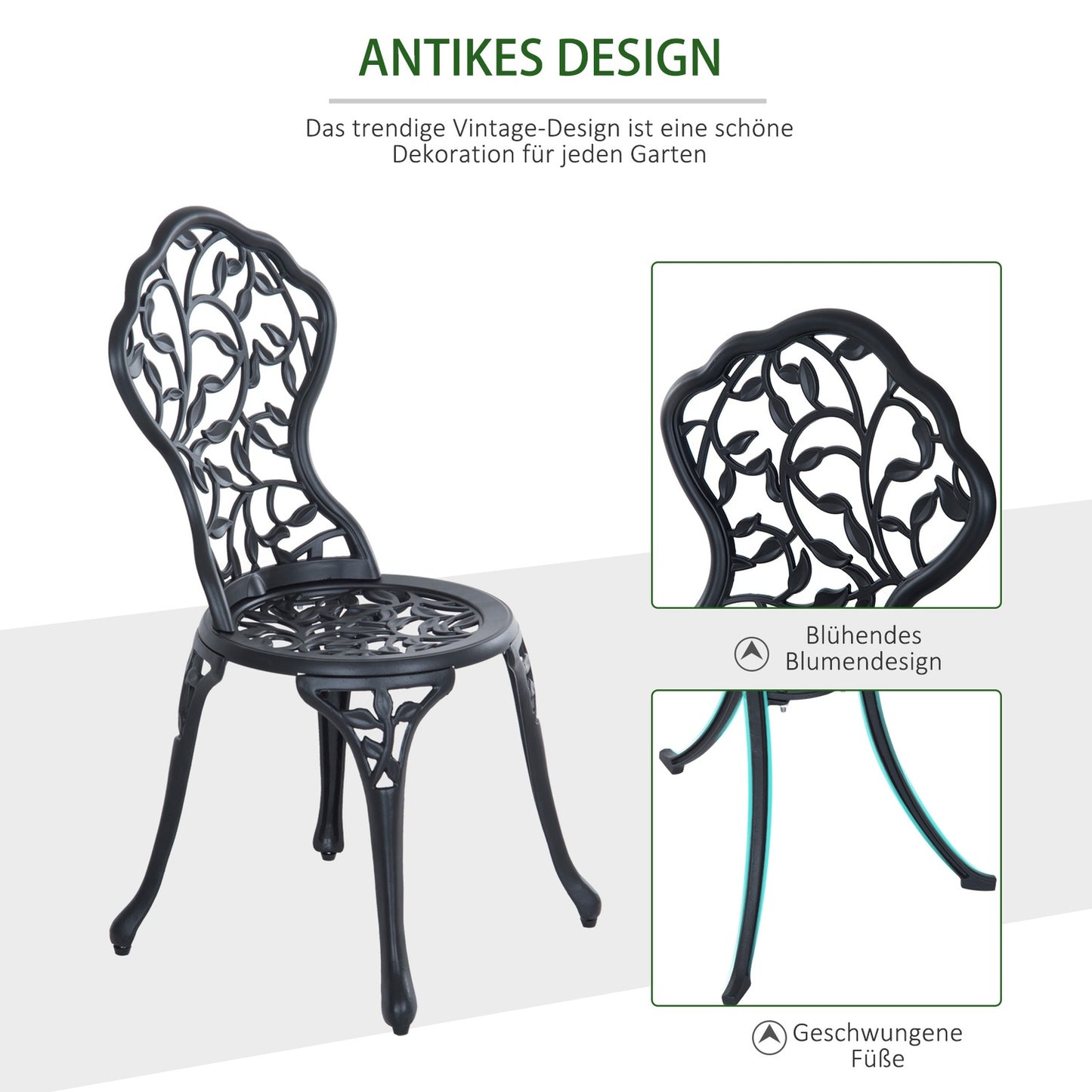 Black bistro set - 2-person balcony table and chairs