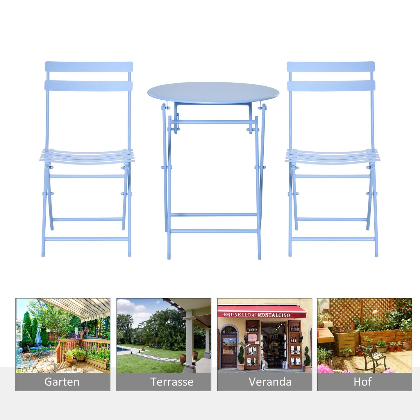 Bistro set for 2 – Light blue, outdoor furniture