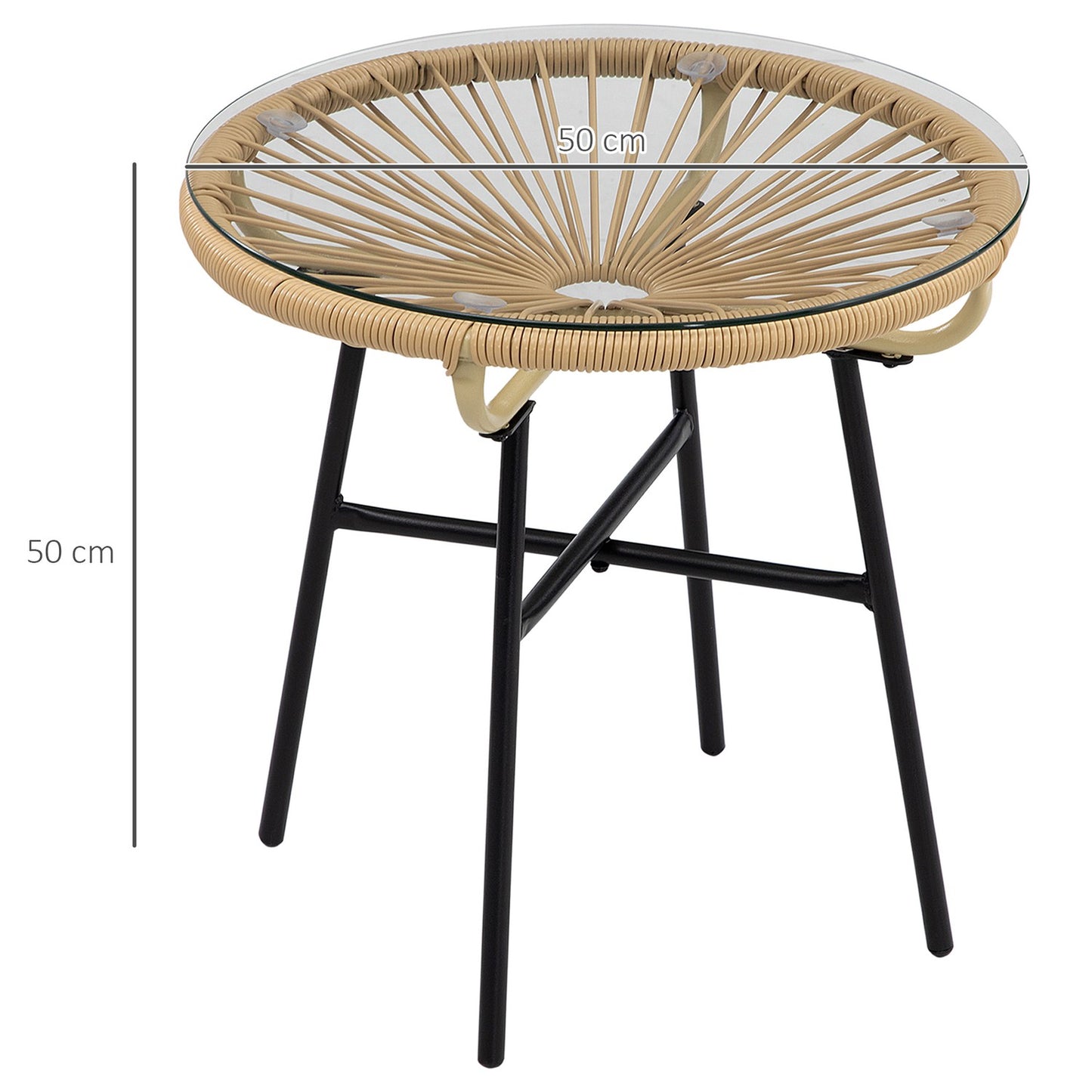 Round bistro table for garden or patio, black & beige, 50 cm