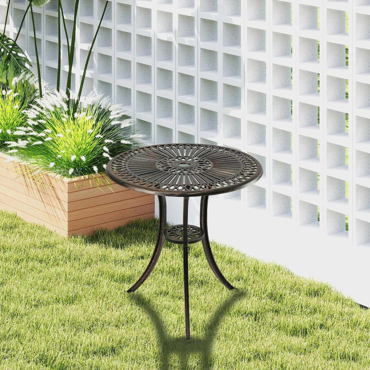 Bistro Table with Parasol Hole – Cast Aluminium, Round