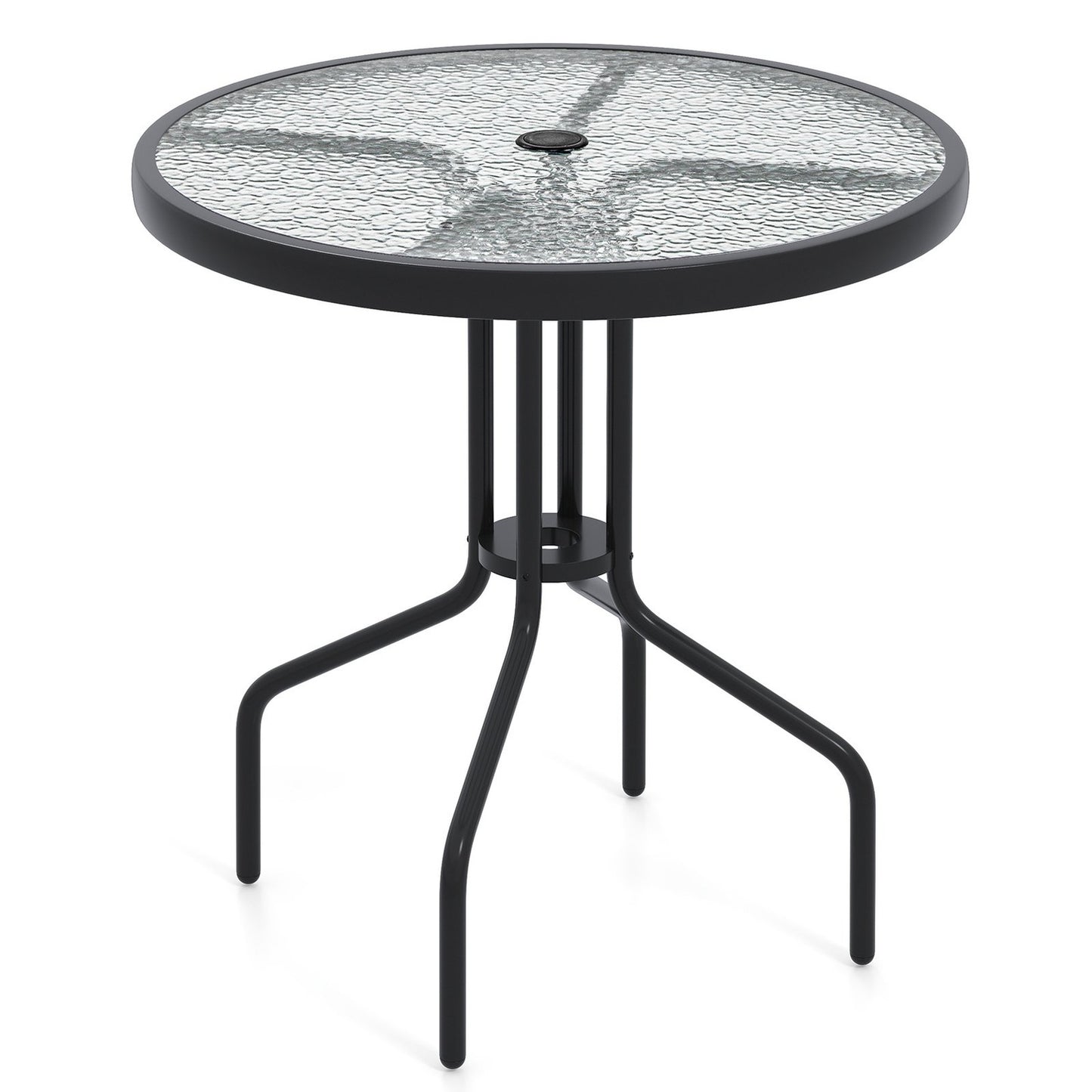 Bistro Table with Umbrella Hole, 70cm Glass Top
