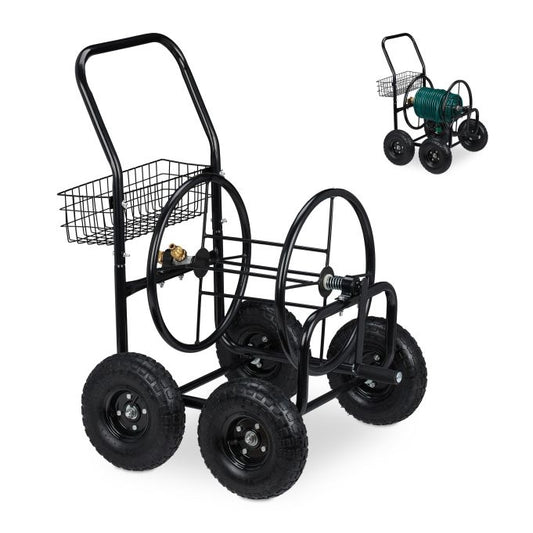 Black 4 Wheel Hose Trolley
