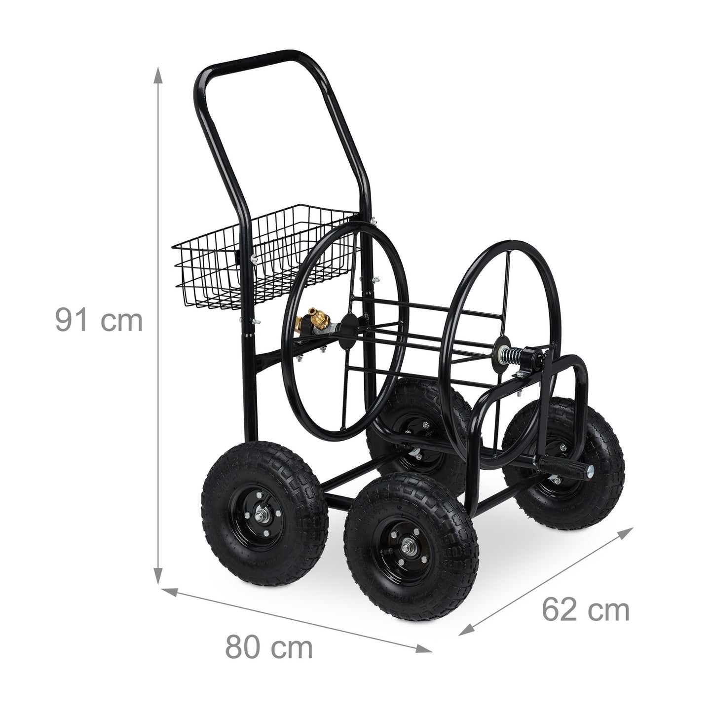 Black 4 Wheel Hose Trolley