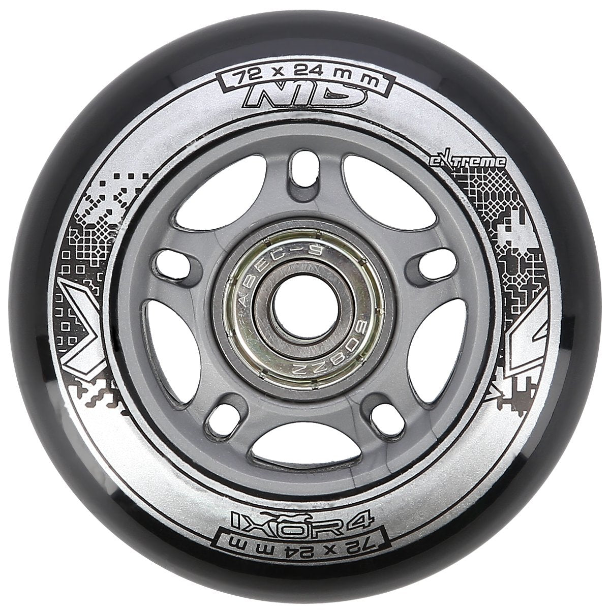 Black 72x24 82A Wheels & ABEC-9 Bearings Set (4+8)
