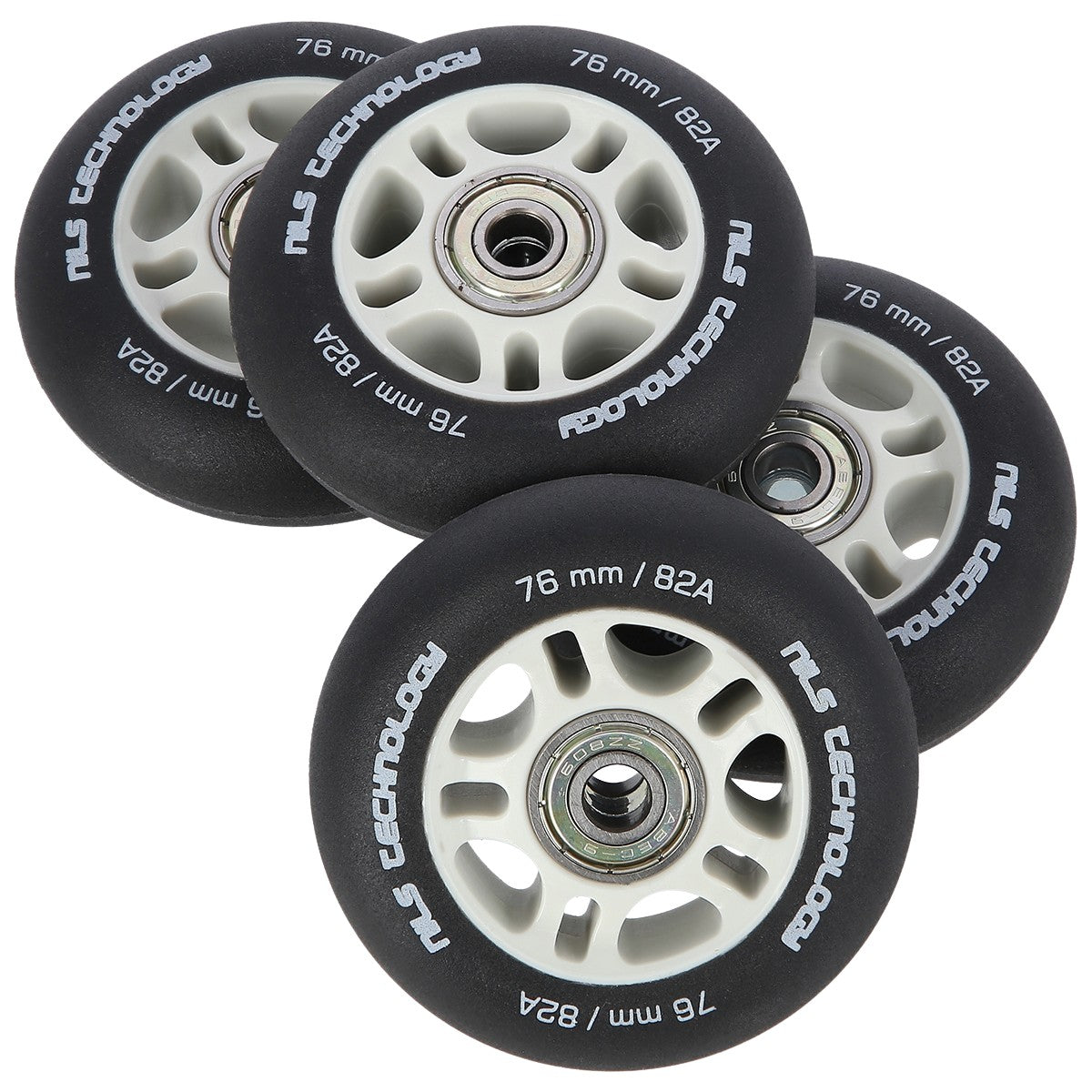 Black 76x24 82A PU Wheels & ABEC-9 Bearings Set